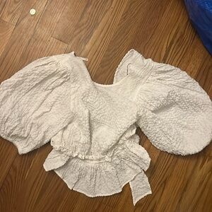 Free people white bubble sleeve top